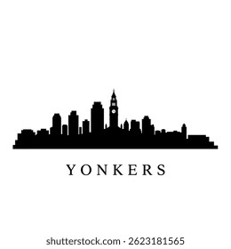 Yonkers Skyline Black Vector Silhouette.