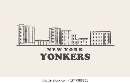 Yonkers skyline, new york drawn sketch