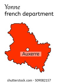 Yonne french department map on white