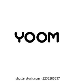 ilustración del logotipo de yoom. entre las letras Y y M están los ojos. adecuado para gafas - salud ocular - círculo