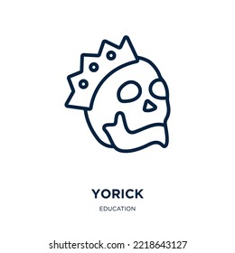 icono de yorick de la colección de educación. Delgado yorick lineal, pirata, ícono de contorno de pollo aislado en fondo blanco. Signo de yorick vectorial de línea, símbolo para web y móvil