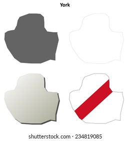 York blank outline map set