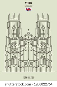 York Minster in York, UK. Landmark icon in linear style