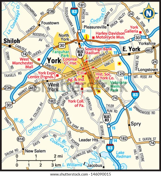 York Pennsylvania Area Map Stock Vector (Royalty Free) 146090015 ...