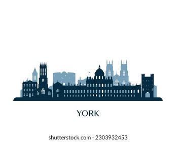 Skyline York, silueta monocroma. Ilustración vectorial.