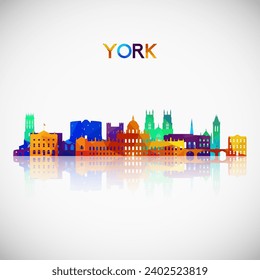 York UK Skyline Silhouette in buntem geometrischem Stil. Symbol für Ihr Design. Vektorgrafik.