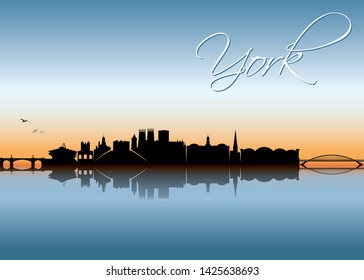 York UK Skyline - United Kingdom, Great Britain, England - Vector Illustration