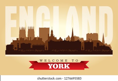 York United Kingdom city skyline vector silhouette illustration