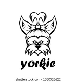 Yorkie dog line art vector