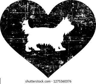 Yorkie Silhouette In Black Heart