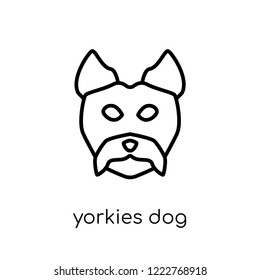 YORKIES dog icon. Trendy modern flat linear vector YORKIES dog icon on white background from thin line dogs collection, editable outline stroke vector illustration