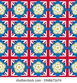 yorkshire and british flags, seamless pattern. vector background
