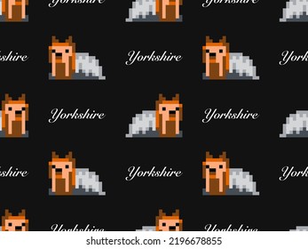 Yorkshire cartoon character seamless pattern on black background. Pixel style