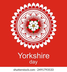 Yorkshire Day celebration with a rose symbol and the UK United Kingdom flag