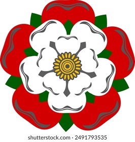 Yorkshire Day celebration with a rose symbol and the UK United Kingdom flag