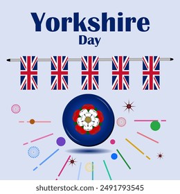Yorkshire Day celebration with a rose symbol and the UK United Kingdom flag