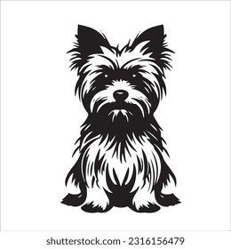 yorkshire dog breed black and white illustration 