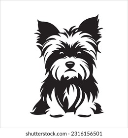 yorkshire dog breed black and white illustration 