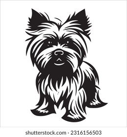 yorkshire dog breed black and white illustration 