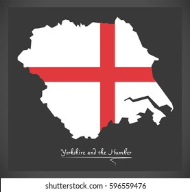 Yorkshire and the Humber map with flag of England illustration