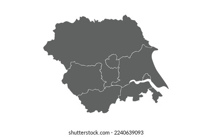 Yorkshire and the Humber map isolated on white background.for annual infographics report website layout