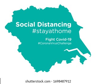 Yorkshire and the Humber map with Social Distancing stayathome tag
