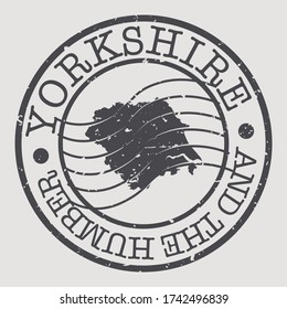 Yorkshire and the Humber, UK Stamp Postal. A Map Silhouette Seal. Passport Round Design. Emblema Vector Icon Design Retro Travel.