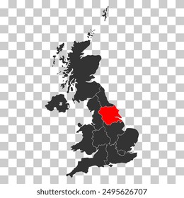 Yorkshire and the Humber of United Kingdom of Great Britain and Northern Ireland map, detailed web vector .