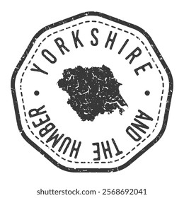 Yorkshire and the Humber, United Kingdom Map Stamp Retro Postmark. Silhouette Postal Passport. Seal Round Vector Icon. Badge Vintage Postage Design.