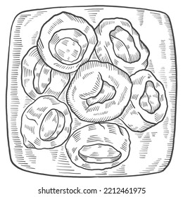 yorkshire pudding british or england food cuisine isolated doodle hand drawn sketch with outline style