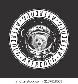 Yorkshire Terrier astrodog portrait. Cute space dog. Vector illustration.