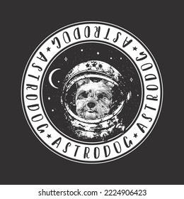 Yorkshire Terrier astrodog portrait. Cute space dog. Vector illustration.