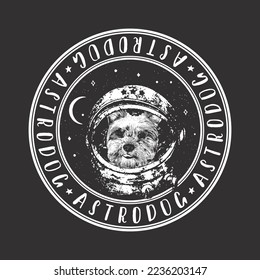 Yorkshire Terrier astrodog portrait. Cute space dog. Vector illustration.