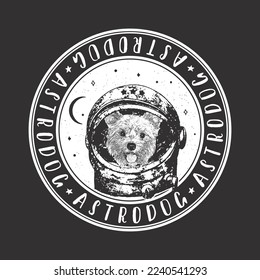 Yorkshire Terrier astrodog portrait. Cute space dog. Vector illustration.