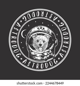 Yorkshire Terrier astrodog portrait. Cute space dog. Vector illustration.