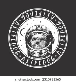 Yorkshire Terrier astrodog portrait. Cute space dog. Vector illustration.