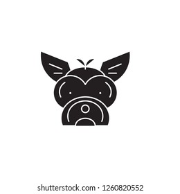Yorkshire terrier  black vector concept icon. Yorkshire terrier  flat illustration, sign