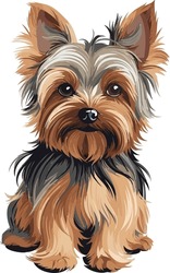 Yorkshire Terrier Charm: Adorable Dog Vector Illustration