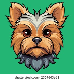 Yorkshire terrier cute puppy vector portrait. vector illustration of a cute puppy. cute puppy mascot illustration