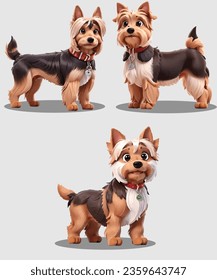 Yorkshire Terrier Dog 3D Animation Vector Design