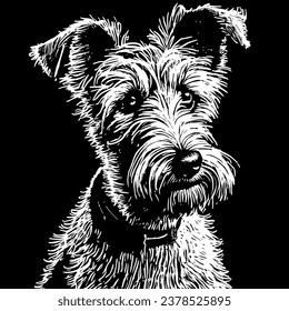 yorkshire terrier dog black white vector logo line art hand drawn vector pet illustration