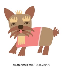 Yorkshire Terrier Dog Breed on isolated background. Vector illustration.