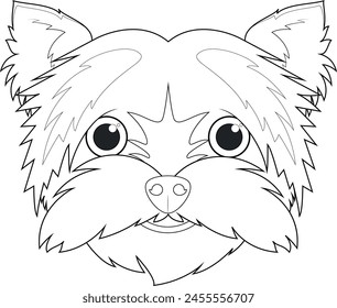 Yorkshire Terrier dog easy coloring cartoon vector illustration. Isolated on white background