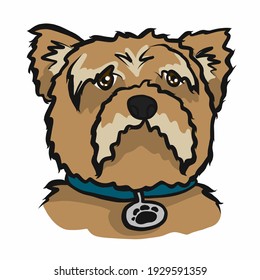 Yorkshire Terrier dog face cartoon vector illustration	