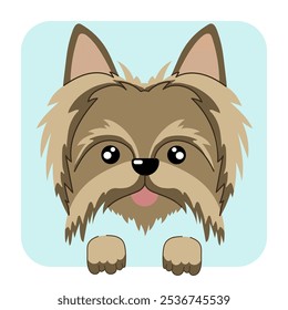 Yorkshire terrier perro cara plana ilustración de Vector. Icono de perro terrier de Yorkshire