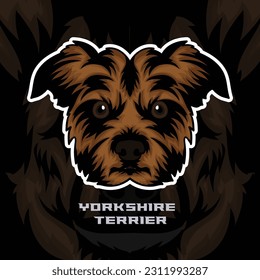 Vector de material de vectores para perros de Yorkshire Terrier Dog Face Ilustración, logotipo de mascota para perros, vector de logotipo de cara de perro