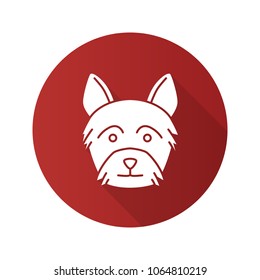 Yorkshire Terrier flat design long shadow glyph icon. Vector silhouette illustration