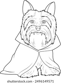 Yorkshire Terrier Halloween Vampire Animal Vector Graphic Art Illustration