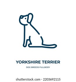 Yorkshire terrier icon. Linear vector illustration from dog breeds fullbody collection. Outline yorkshire terrier icon vector. Thin line symbol for use on web and mobile apps, logo, print media.