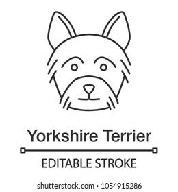 Yorkshire Terrier Linear Icon. Yorkie. Thin Line Illustration. Dog Breed. Contour Symbol. Vector Isolated Outline Drawing. Editable Stroke